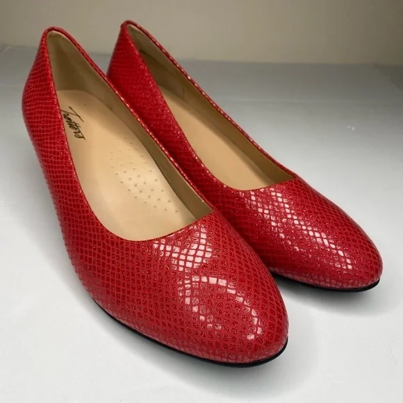 Trotters Fab Red Almond Toe 2” Pump Heel Sz 9.5 - Picture 9 of 13